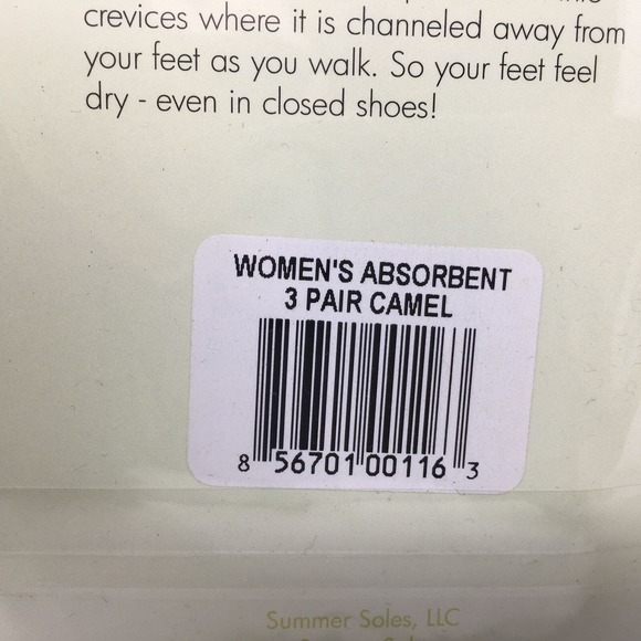 Summer Soles 3 Pair Ultra Absorbent Stay Dry Shoe Liners, Women's Size 5-11 - Ta - Picture 8 of 8
